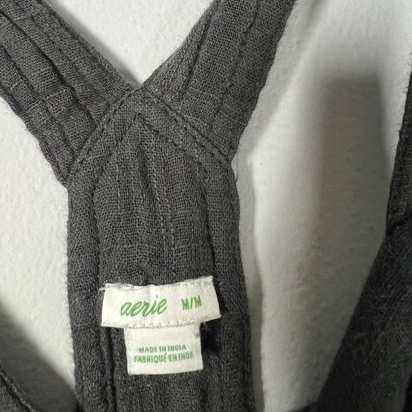 Aerie Tie Gauze Shortall Romper Medium - Picture 4 of 6